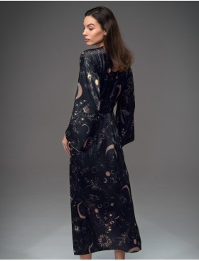 Длинный халат из шёлка Mia-Amore GALATEYA 4469, Цвет: черный, Размеры: 4XL/5XL, изображение 2