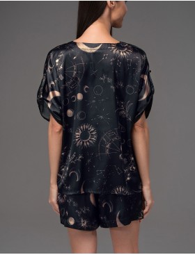 Шёлковый комплект блуза с шортами Mia-Amore GALATEYA 4471, Цвет: черный, Размеры: 4XL, изображение 2