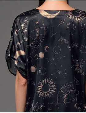 Шёлковый комплект блуза с шортами Mia-Amore GALATEYA 4471, Цвет: черный, Размеры: 4XL, изображение 5