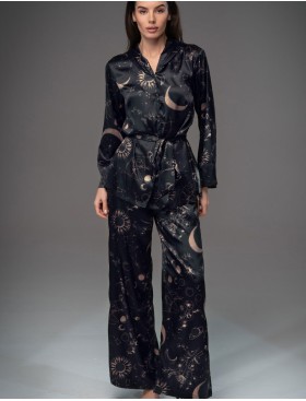 Шёлковый комплект с брюками Mia-Amore GALATEYA 4477, Цвет: черный, Размеры: 3XL