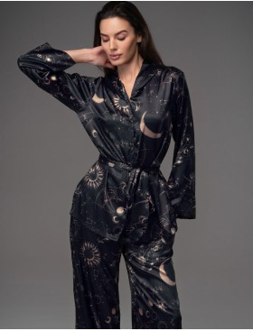 Шёлковый комплект с брюками Mia-Amore GALATEYA 4477, Цвет: черный, Размеры: 3XL, изображение 3