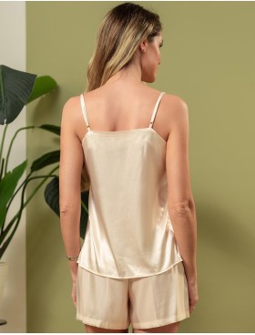 Атласная пижама с шортами Mia-Amore ILONA 7542 шампань, Цвет: шампань, Размеры: M, изображение 2