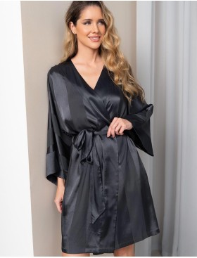 Атласный халат кимоно Mia-Amore ILONA 7543 графит, Цвет: графит, Размеры: L/XL