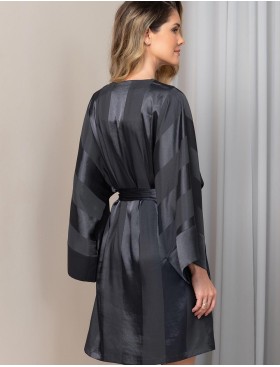 Атласный халат кимоно Mia-Amore ILONA 7543 графит, Цвет: графит, Размеры: L/XL, изображение 2