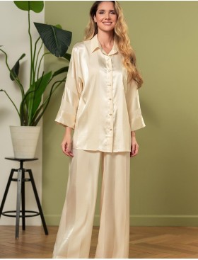 Пижама атласная Mia-Amore ILONA 7546 шампань, Цвет: шампань, Размеры: S, изображение 2