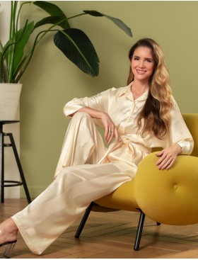 Пижама атласная Mia-Amore ILONA 7546 шампань, Цвет: шампань, Размеры: S, изображение 4