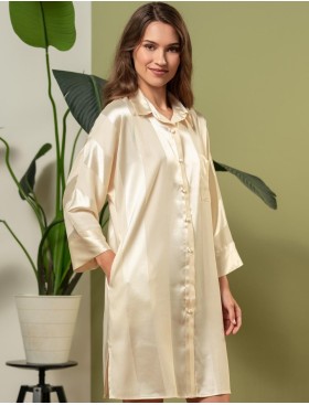 Рубашка халат из атласа Mia-Amore ILONA 7547 шампань, Цвет: шампань, Размеры: L/XL, изображение 2