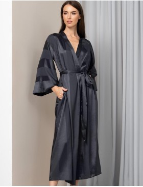 Атласный длинный халат Mia-Amore ILONA 7549 графит, Цвет: графит, Размеры: L/XL
