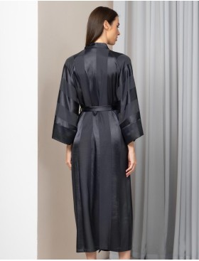 Атласный длинный халат Mia-Amore ILONA 7549 графит, Цвет: графит, Размеры: L/XL, изображение 2