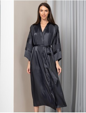 Атласный длинный халат Mia-Amore ILONA 7549 графит, Цвет: графит, Размеры: L/XL, изображение 3