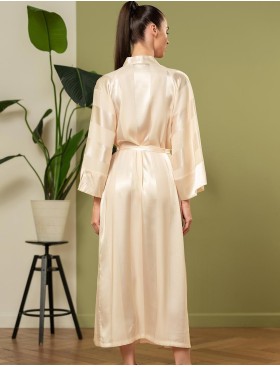 Атласный длинный халат Mia-Amore ILONA 7549 шампань, Цвет: шампань, Размеры: S/M, изображение 2