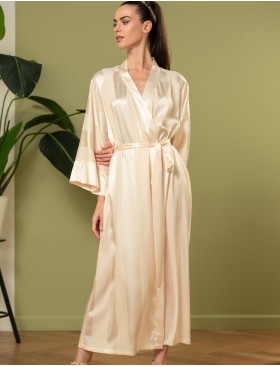 Атласный длинный халат Mia-Amore ILONA 7549 шампань, Цвет: шампань, Размеры: S/M, изображение 3