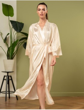 Атласный длинный халат Mia-Amore ILONA 7549 шампань, Цвет: шампань, Размеры: S/M, изображение 4