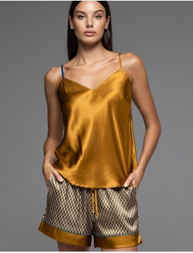 Атласный комплект топ + шорты Mia-Amore INNA 7522, Цвет: бронзовый, Размеры: 3XL