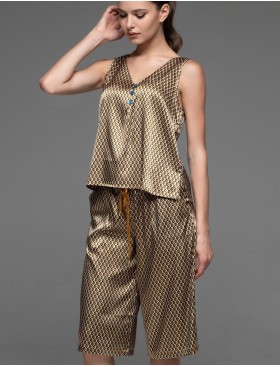 Атласный комплект майка и шорты Mia-Amore INNA 7524, Цвет: мультколор, Размеры: S