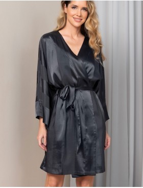 Атласный халат кимоно Mia-Amore ILONA 7543 графит, Цвет: графит, Размеры: L/XL, изображение 3