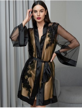 Халат из сетки Mia-Amore JARDIN 4023 черный, Цвет: черный, Размеры: 4XL/5XL, изображение 3