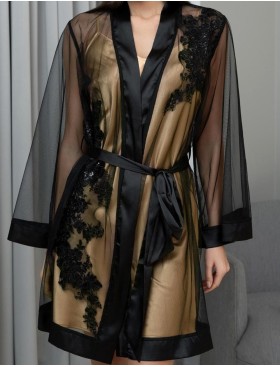 Халат из сетки Mia-Amore JARDIN 4023 черный, Цвет: черный, Размеры: 4XL/5XL, изображение 4