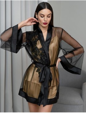 Укороченный халат-накидка Mia-Amore JARDIN 4025 черный, Цвет: черный, Размеры: 4XL/5XL