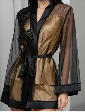 Укороченный халат-накидка Mia-Amore JARDIN 4025 черный, Цвет: черный, Размеры: 4XL/5XL, изображение 4