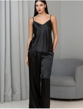 Шёлковая пижама с брюками Mia-Amore JARDIN 4026 черный, Цвет: черный, Размеры: 4XL