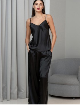 Шёлковая пижама с брюками Mia-Amore JARDIN 4026 черный, Цвет: черный, Размеры: 4XL, изображение 3