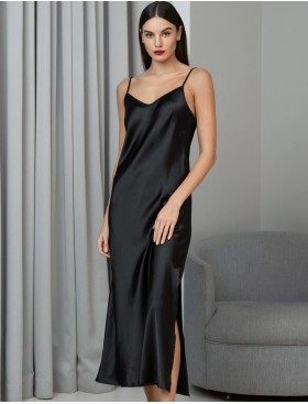 Длинная шёлковая сорочка Mia-Amore JARDIN 4028 черный, Цвет: черный, Размеры: 3XL