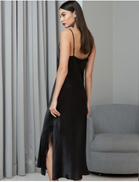 Длинная шёлковая сорочка Mia-Amore JARDIN 4028 черный, Цвет: черный, Размеры: 3XL, изображение 2