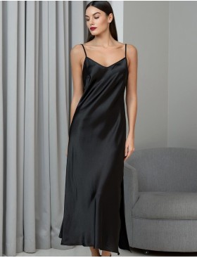 Длинная шёлковая сорочка Mia-Amore JARDIN 4028 черный, Цвет: черный, Размеры: 3XL, изображение 3