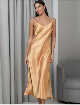 Длинная шёлковая сорочка Mia-Amore JARDIN 4028 золотой, Цвет: золотой, Размеры: 3XL, изображение 3