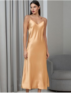 Длинная шёлковая сорочка Mia-Amore JARDIN 4028 золотой, Цвет: золотой, Размеры: 3XL, изображение 4