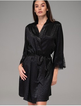 Атласный халат-кимоно Mia-Amore JOANNA 7313 черный, Цвет: черный, Размеры: 2XL/3XL, изображение 4