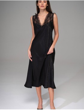 Атласная сорочка большого размера Mia-Amore JOANNA 7318 черный, Цвет: черный, Размеры: 3XL