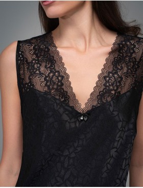 Атласная сорочка большого размера Mia-Amore JOANNA 7318 черный, Цвет: черный, Размеры: 3XL, изображение 2