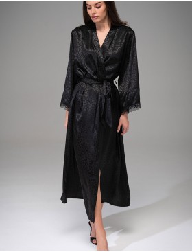 Атласный халат большого размера Mia-Amore JOANNA 7319 черный, Цвет: черный, Размеры: 2XL/3XL, изображение 4