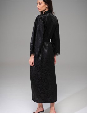 Атласный халат большого размера Mia-Amore JOANNA 7319 черный, Цвет: черный, Размеры: 2XL/3XL, изображение 3