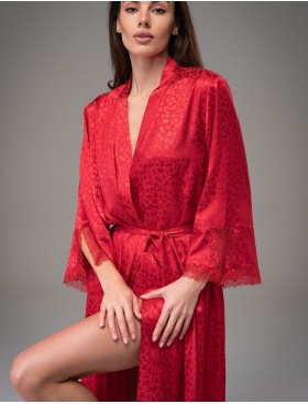 Атласный халат большого размера Mia-Amore JOANNA 7319 красный, Цвет: красный, Размеры: 2XL/3XL