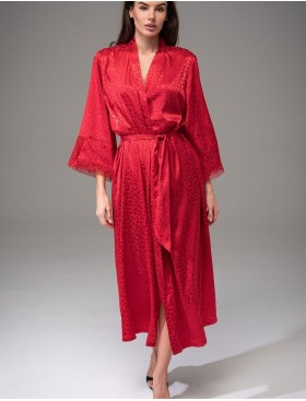 Атласный халат большого размера Mia-Amore JOANNA 7319 красный, Цвет: красный, Размеры: 2XL/3XL, изображение 2
