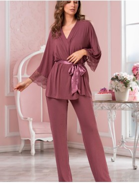 Пижама тройка из вискозы Mia-Amore LETICIA 1676 какао, Цвет: какао, Размеры: XL