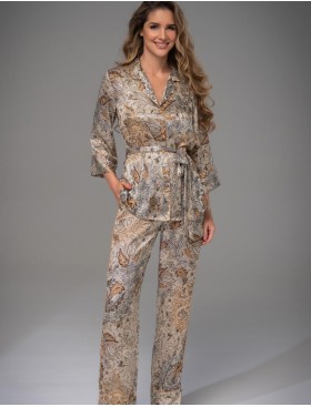 Брючный комплект шёлк Mia-Amore LIVIA 4496, Цвет: мультицвет, Размеры: 2XL