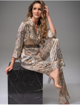 Брючный комплект шёлк Mia-Amore LIVIA 4496, Цвет: мультицвет, Размеры: 2XL, изображение 3