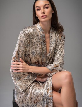 Шёлковый халат женский Mia-Amore LIVIA 4499, Цвет: мультицвет, Размеры: 2XL/3XL, изображение 4