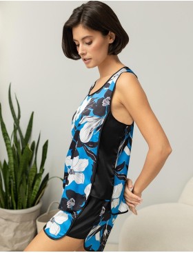 Атласная пижама майка с шортами Mia-Amore MARTINA 7322, Цвет: голубой, Размеры: M, изображение 2