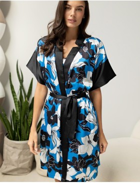 Легкий халат из атласа Mia-Amore MARTINA 7323, Цвет: голубой, Размеры: 2XL/3XL