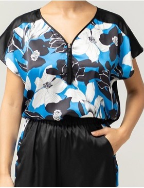 Пижама атласная Mia-Amore MARTINA 7325, Цвет: голубой+черный, Размеры: L, изображение 3