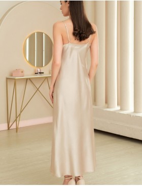 Длинная шёлковая сорочка Mia-Amore MARYROSE 4185, Цвет: белое золото, Размеры: 2XL, изображение 2