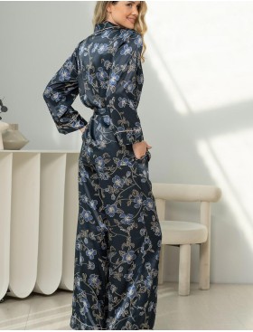 Шелковая пижама со штанами Mia-Amore ROXOLANA 4376, Цвет: темно-синий, Размеры: 4XL, изображение 2