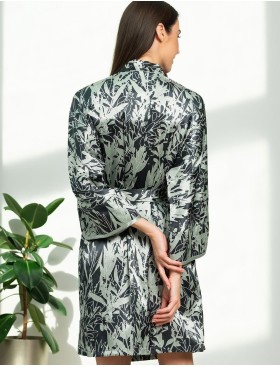 Короткий атласный халат Mia-Amore SOLANGE 7513, Цвет: серо-ментоловый, Размеры: 4XL/5XL, изображение 2