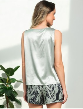 Атласная пижама с шортами Mia-Amore SOLANGE 7514, Цвет: серо-ментоловый, Размеры: S, изображение 2