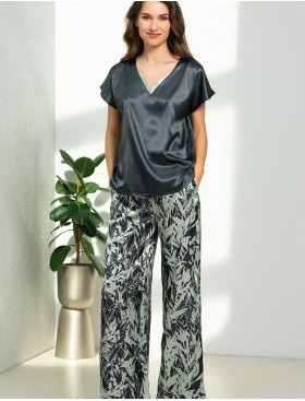 Пижама атласная с брюками Mia-Amore SOLANGE 7516, Цвет: серо-ментоловый, Размеры: S